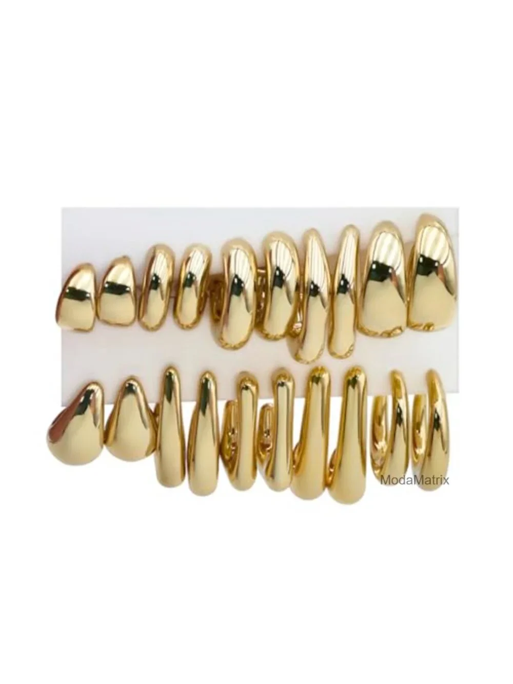 10 Pairs Hypoallergenic Chunky Gold Plated Hoop Dangle Earrings Set Lightweight